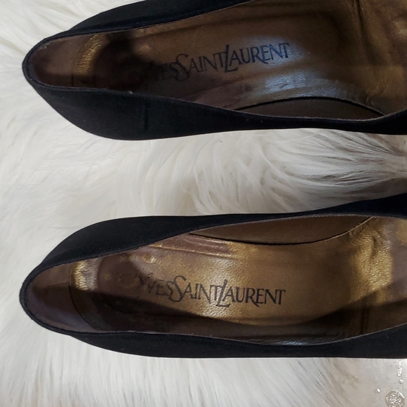 Yves saint laurent black  satin heel pumps slipon shoes size 7.5M - Picture 16 of 16
